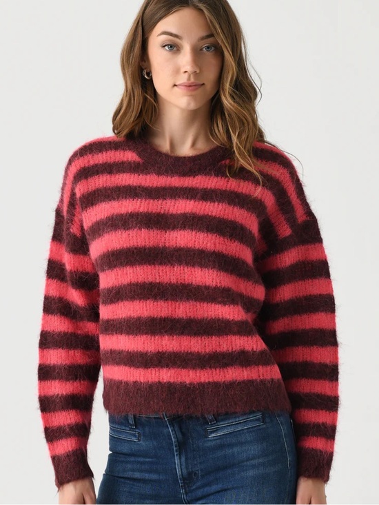American Vintage Sweaters - AMERICAN VINTAGE Pink & Burgundy Bymi Striped Sweater